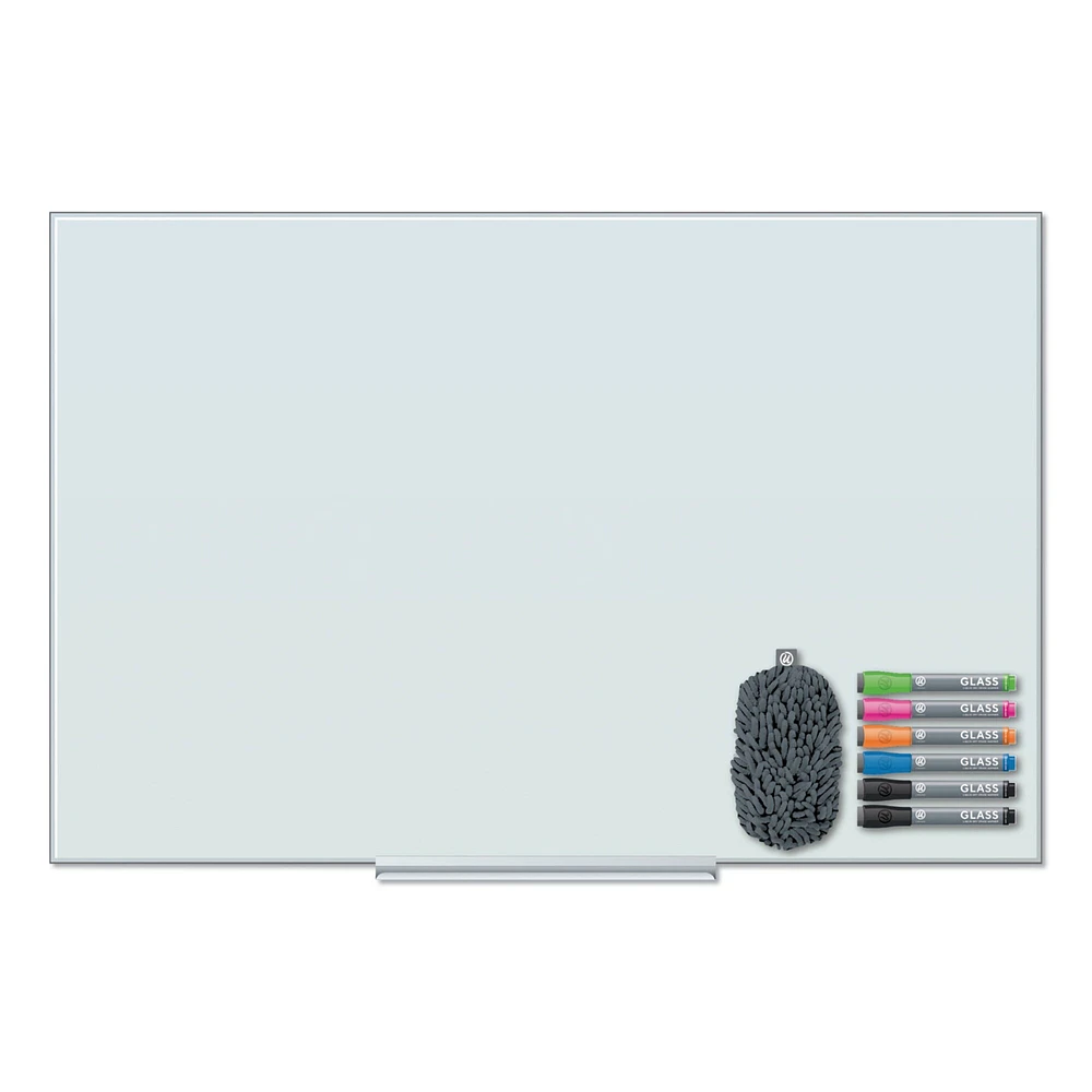 U Brands Floating Glass Dry Erase Board 36 x White