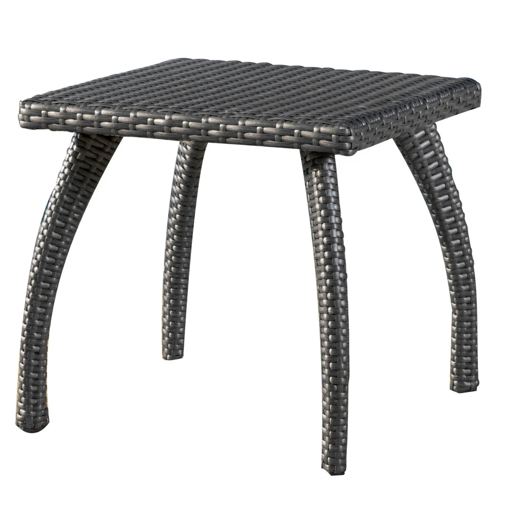 GDF Studio Woodridge Outdoor Grey Wicker Side Table