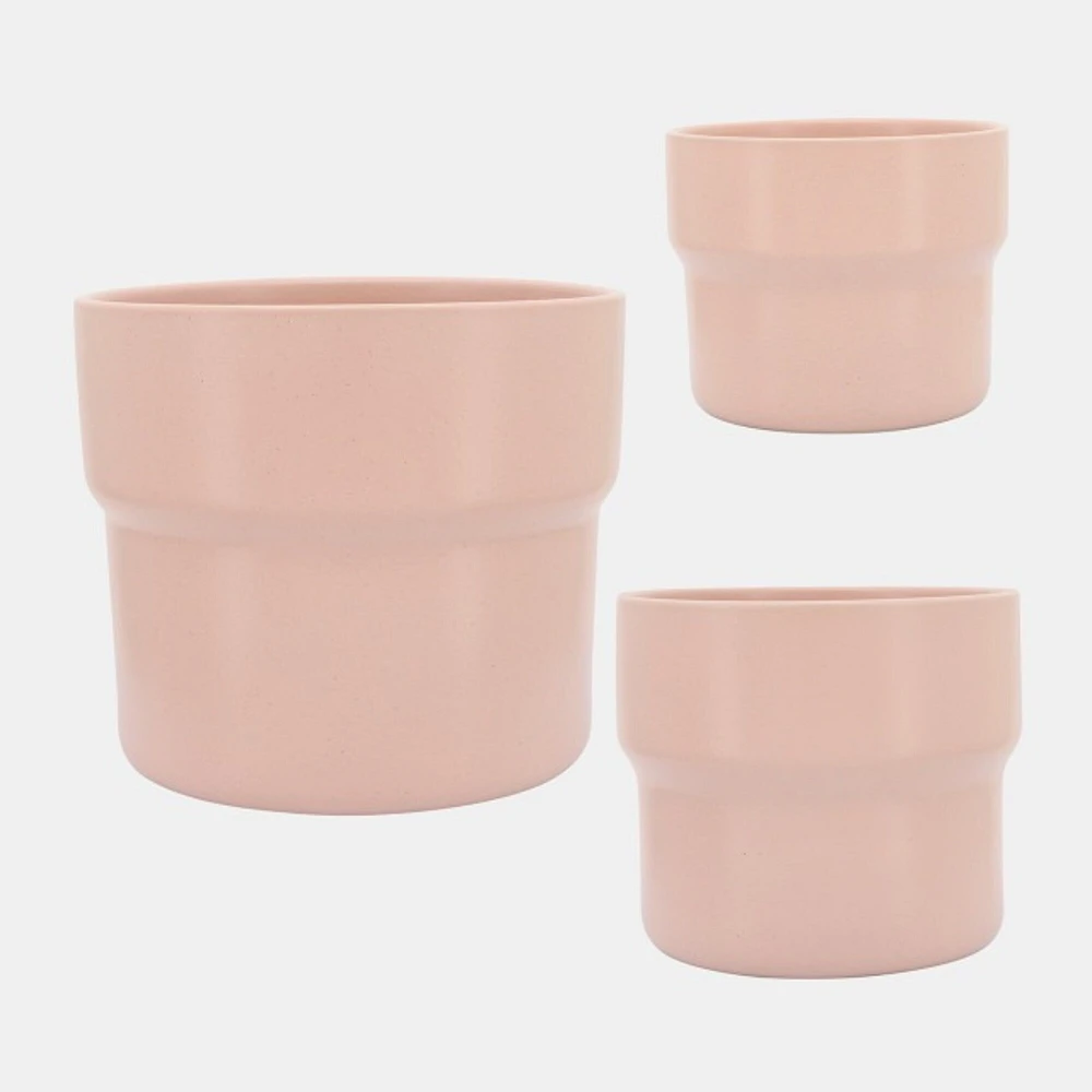 Kingston Living Mushroom Standing Planters - 10" - Blush Pink - Set of 3