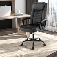 Costway Adjustable Office Desk Chair Ergonomic Executive Chair with Padded Headrest Armrest