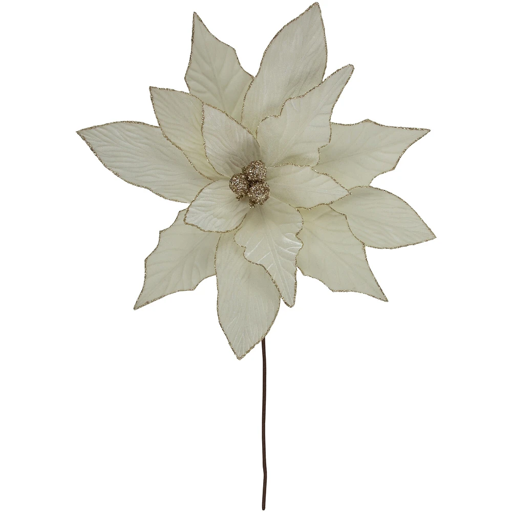 Northlight 24" Cream Poinsettia Christmas Stem Spray