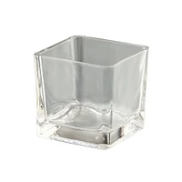 CC Home Furnishings 3” Clear Square Handblown Glass Vase