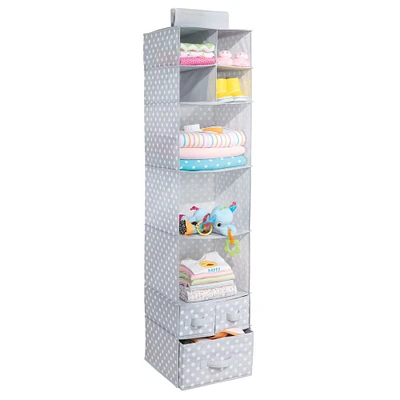mDesign Fabric Nursery Hanging Organizer with 7 Shelves/3 Drawers