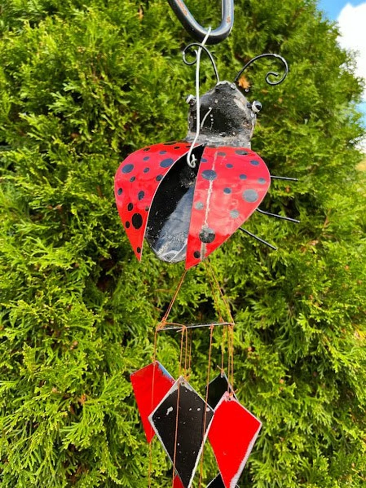 Recycled Metal Art Chime - Ladybug