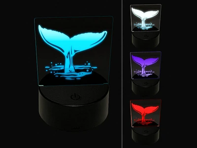 Whale Tail 3D Illusion LED Night Light Sign Nightstand Desk Lamp