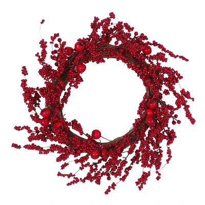 GDF Studio Geddes 23.5" Mixed Berry Artificial Wreath, Red
