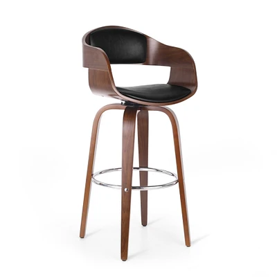 GDFStudio Soledad Mid-Century Modern Upholstered Swivel Barstool