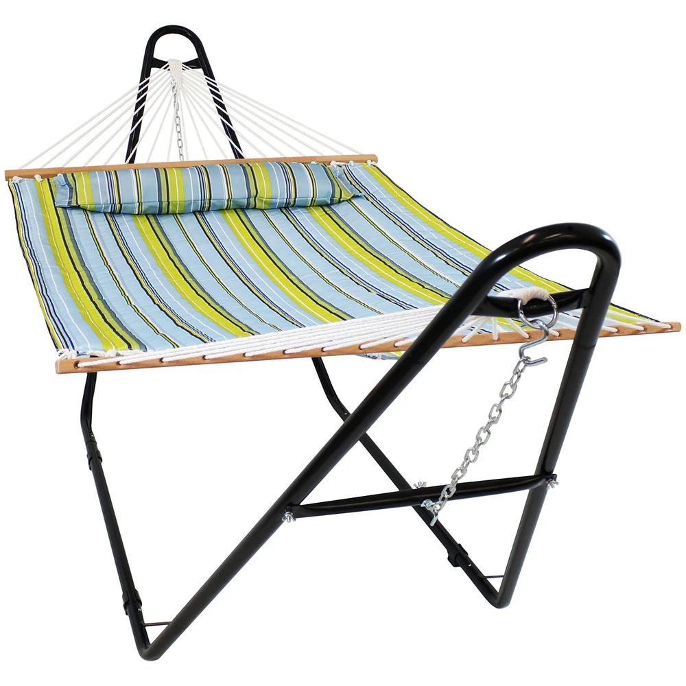 Sunnydaze 2-Person Quilted Hammock with Universal Steel Stand