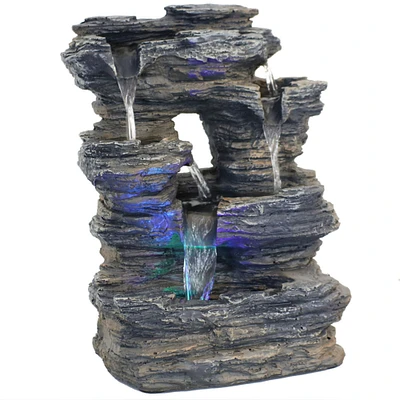Sunnydaze Five Stream Polyresin Indoor Fountain with Color LEDs - 13.5 in by