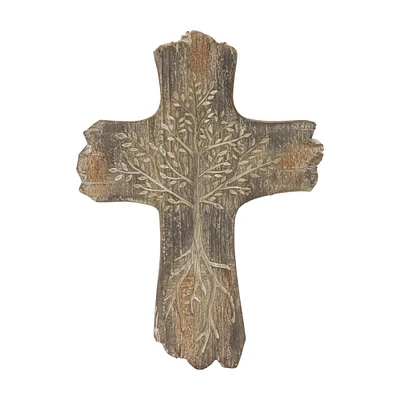 Melrose Set of 4 Brown Tree of Life Cross Wall Decor 10.25"
