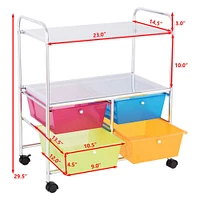 Costway 4 Multifunctional Drawers Rolling Storage Cart Rack Shelves Shelf Home Office