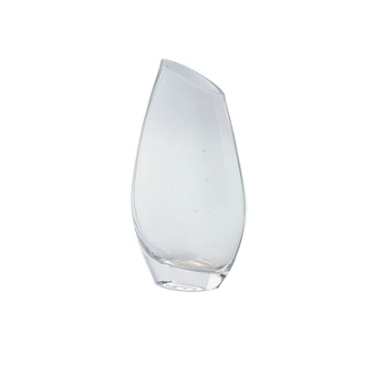 CC Home Furnishings 8" Clear Solid Angled Rim Vase