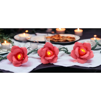 kevinsgiftshoppe Ceramic Rose Flower Light Covers-Set of 3, Valentines Day Decor, Wedding Decor, Romantic Decor, Gift for Her, GIft for