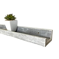 Rustic Farmhouse Long Floating Reclaimed Wood Shelf with Narrow Ledge for Decor Display & Storage