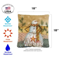 Americana Snowman Decorative Winter Indoor/Outdoor Pillow Cover (set of 2)