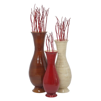 Uniquewise Tall Modern Decorative Floor Vase: Handmade, Natural Bamboo Finish, Contemporary Home Dcor, Handcrafted Bamboo, Elegant