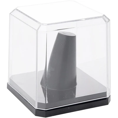 Pioneer Plastics 020CB Clear Acrylic Ring Finger Display Case with Black Base, 2.25" W x 2.25" D x 2.5" H