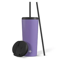 JoyJolt Vacuum Insulated Tumbler with Flip Lid and Straw - 24 oz - Purple