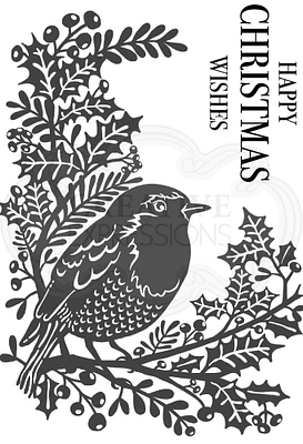 Woodware Craft Collection Woodware Clear Singles Lino Cut - Robin and Holly 4 in x 6 in Stamp