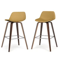 Simpli Home Randolph Bentwood Counter Height Stool (Set of 2) in Walnut Leg Color