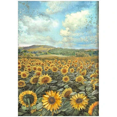 Stamperia Rice Paper Sheet A4-Sunflower Art Landscape