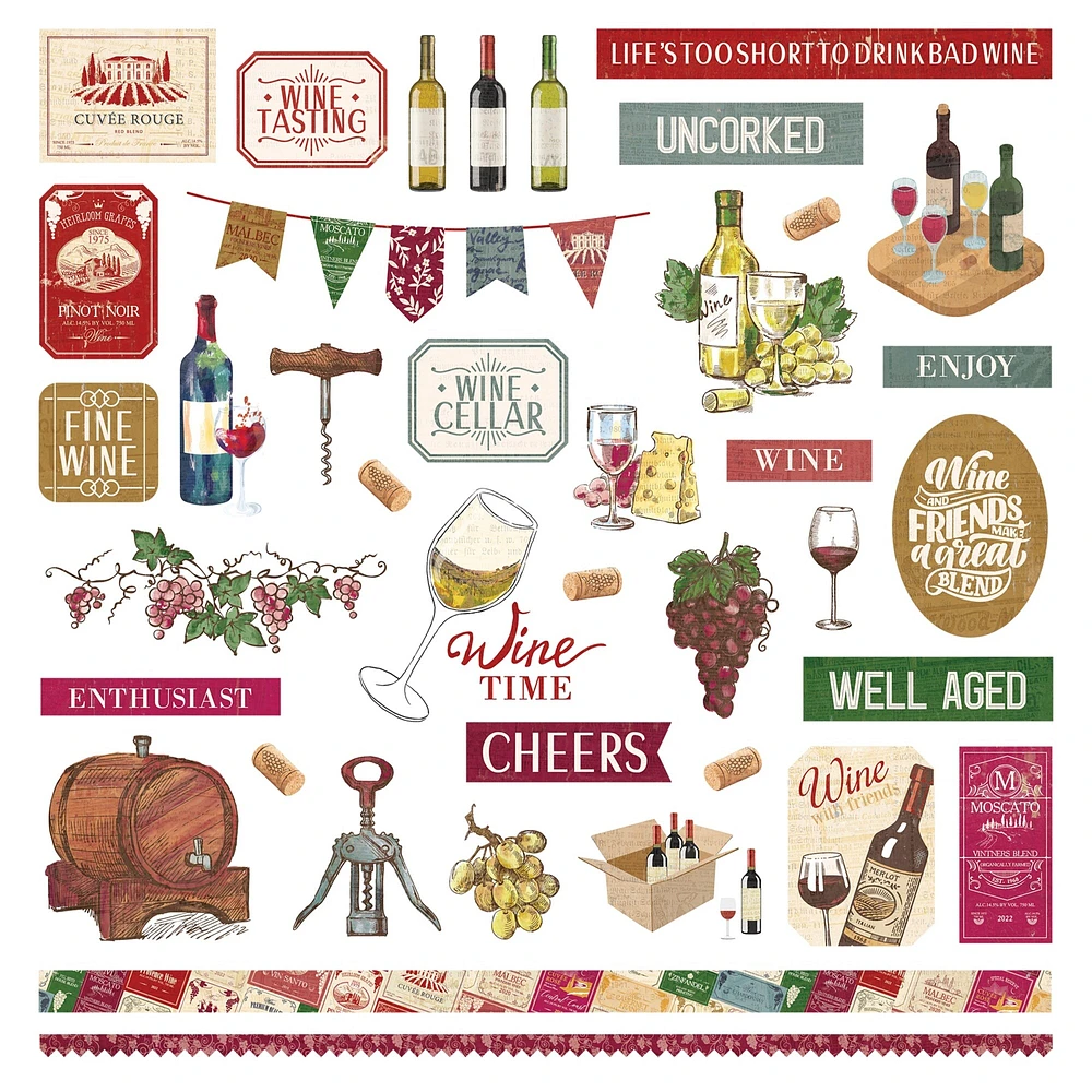 Vineyard Stickers 12"X12"-Elements