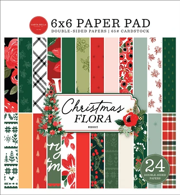 Carta Bella Double-Sided Paper Pad 6"X6"-Merry Christmas Flora