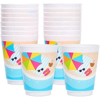 16 oz Plastic Beach Party Tumbler Cups (16 Pack)