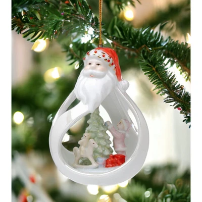 kevinsgiftshoppe Ceramic Santa Ornament - Decorating Christmas Tree, Home Dcor, Gift for Her, Gift for Mom, Kitchen Dcor, Christmas Dcor