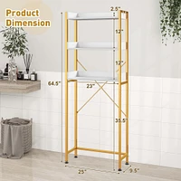 Costway 3-Tier Over-The-Toilet Bathroom Shelf Metal Frame Space Saver Rack with 4 Hooks