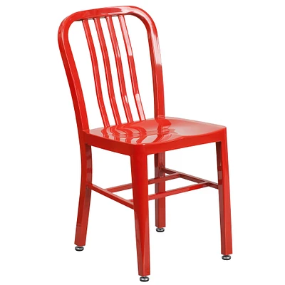 Merrick Lane Santorini 18 Inch Galvanized Steel Indoor/Outdoor Dining Chair with Slatted Back And Powder Coated Finish