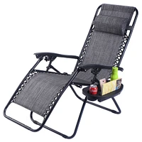 Costway 2PC Folding Zero Gravity Reclining Lounge Chairs Beach Patio W/Utility Tray