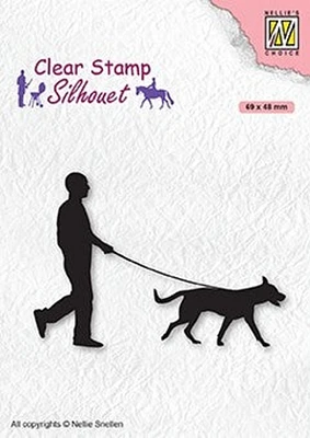 Nellie's Choice Clear Stamp Silhouette Men-Things Man With Dog