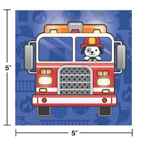 Flaming Fire Truck Fire Trucks Beverage Napkins - 16ct