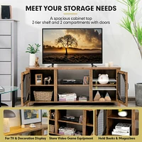 TV Stand Entertainment Media Center for TVs up to 65 Inch with Steel Mesh Doors-Rustic Brown