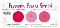 Leane Creatief Flower Foam Set 14, 6 Sheets A4 3X2 Pink-Red Colours