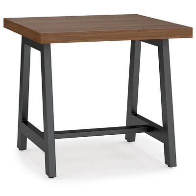 Simpli Home CLEAR Sawhorse Solid Walnut Veneer and Metal End Table