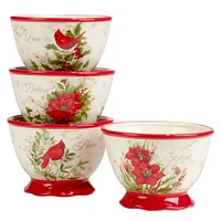 Certified International Set of 4 Winter's Medley Christmas Dessert Bowls 5.25"