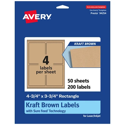 Avery Kraft Brown Rectangle Labels with Sure Feed