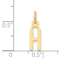 14K Yellow Gold Small Slanted Block Initial H Charm Jewerly