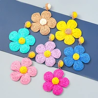 Raffia Colorblock Floral Earrings