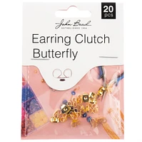 John Bead Earring Clutch Butterfly 6x3mm 20/Pkg-Gold