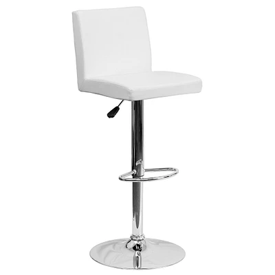 Emma and Oliver Panel Back Adjustable Height Barstool with Chrome Base