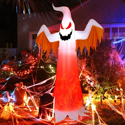 Gymax 6FT Inflatable Halloween Ghost Party Decoration w/ Flame Lights