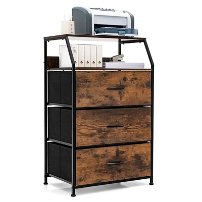 Gymax 3 Drawer Dresser w/Top Shelf Storage Tower Cabinet for Bedroom Hallway Nursery