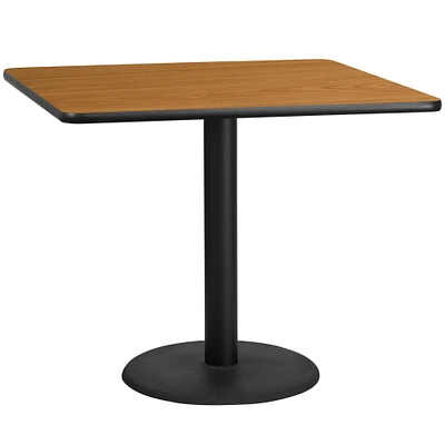 Emma and Oliver 42" Square Laminate Table Top with 24" Round Table Height Base