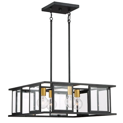 Nuvo Payne 4-Light Pendant w/ Clear Beveled Glass in Midnight Bronze Finish
