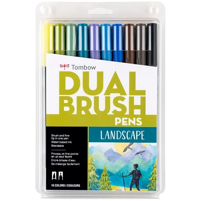 Tombow Dual Brush Pen Set, 10-Colors, Landscape
