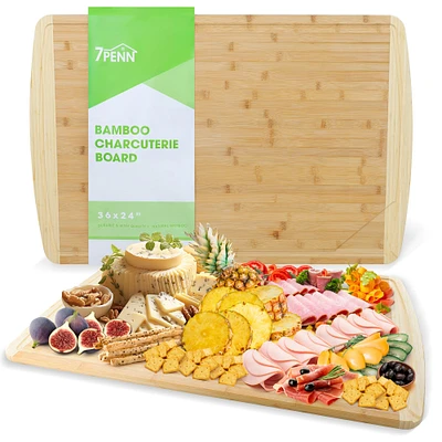 7Penn Bamboo Cutting Boards for Kitchen - Extra Large 36x24in Charcuterie Board