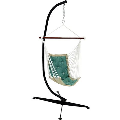 Sunnydaze Polyester Victorian Hammock Chair with Steel C-Stand  Sea Grass by